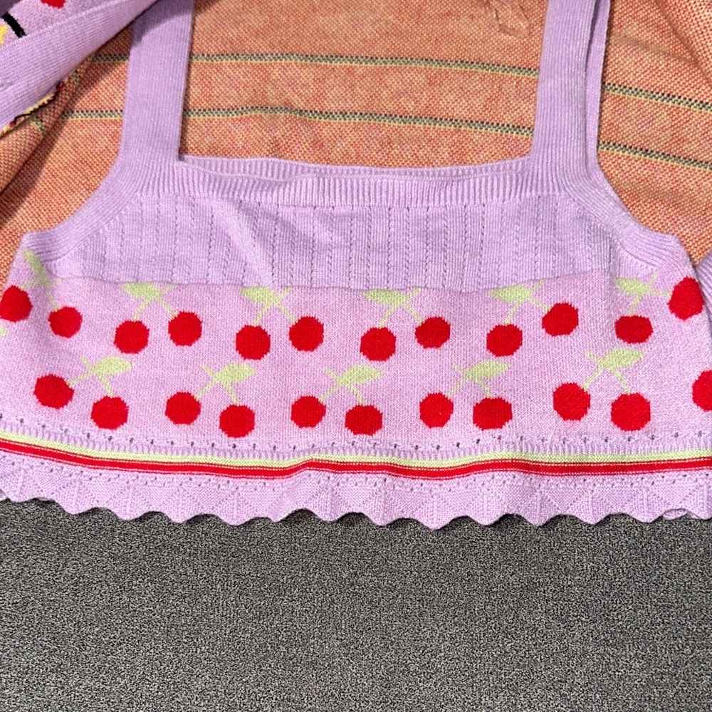 Hazel Moon Y2K 2PC! Lavender & Floral Top + Cardigan DUO SET (size: Medium) - Picture 11 of 13